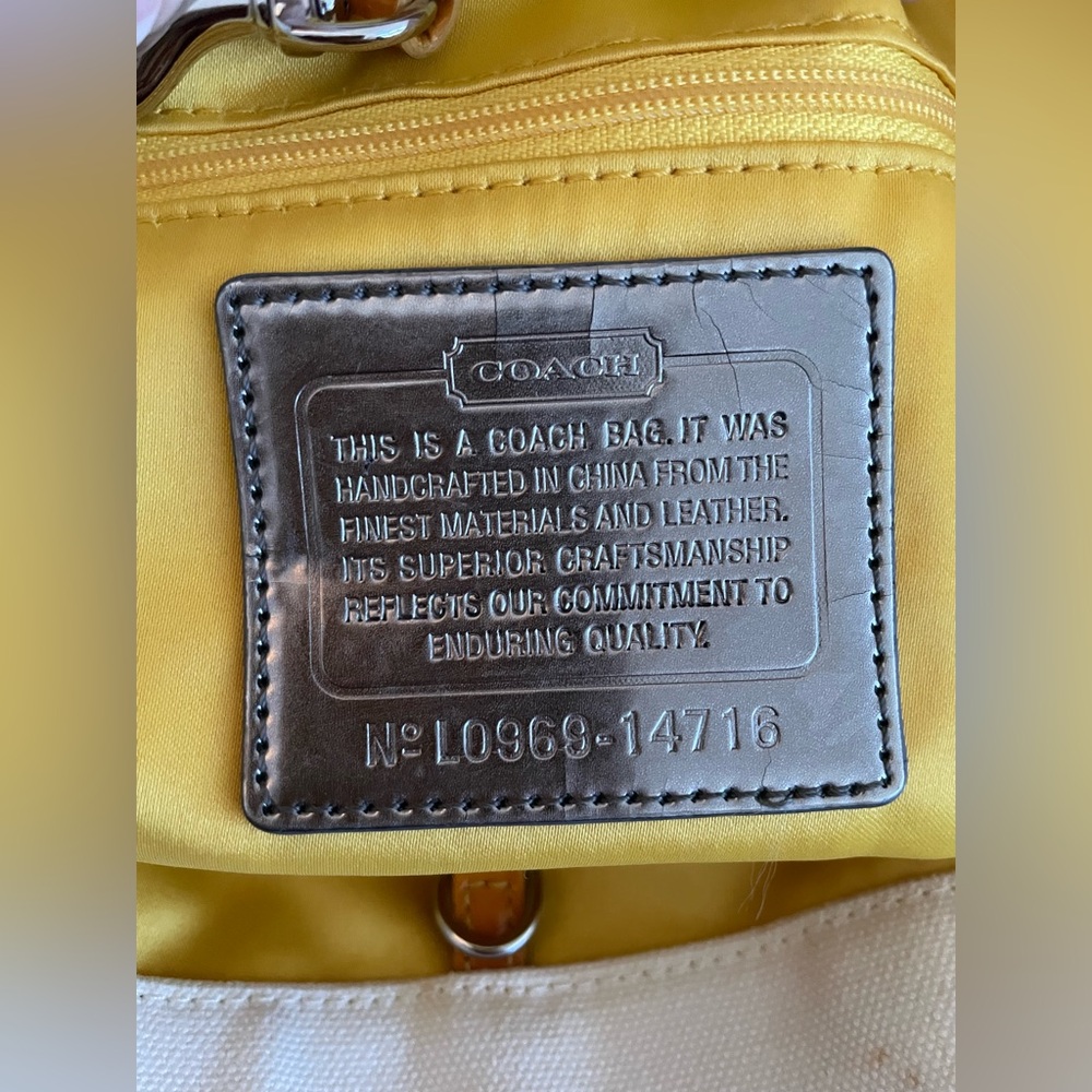 COACH Poppy Chan LEMON White Canvas Tote Bag - Picture 14 of 14